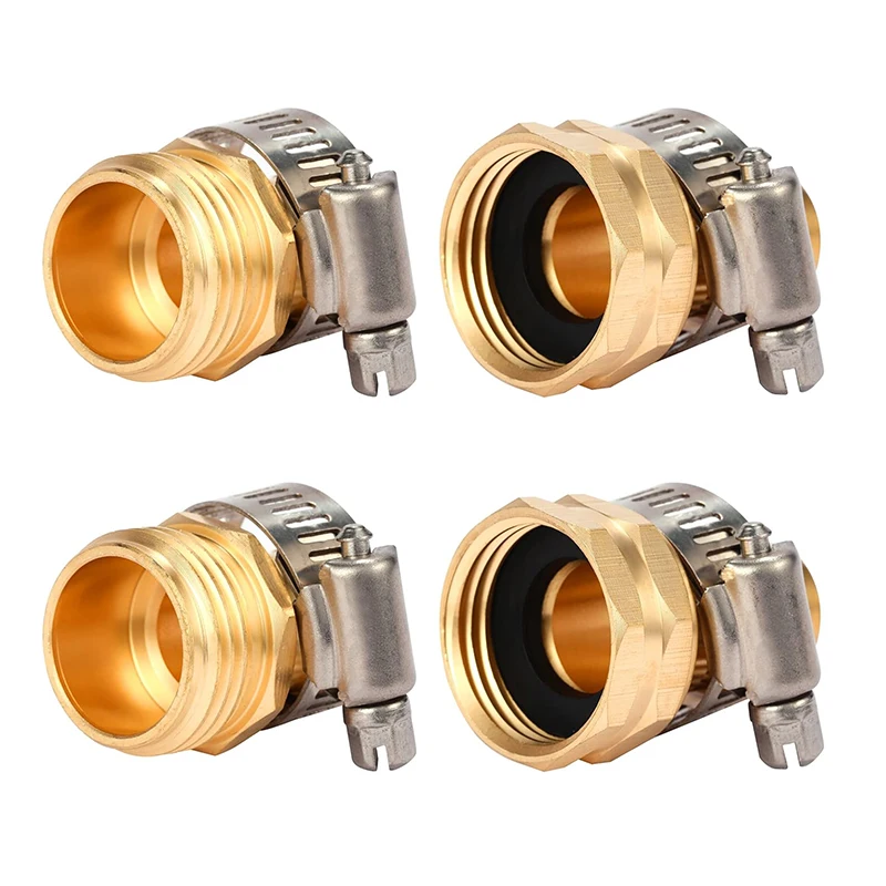 2 Sets Garden Hose Repair Connector Aluminum Alloy Hose Adapter Fit for 3/4