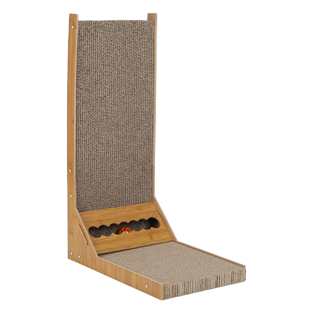【Breeins】Corrugated L-shaped Cat Scratcher with Toys