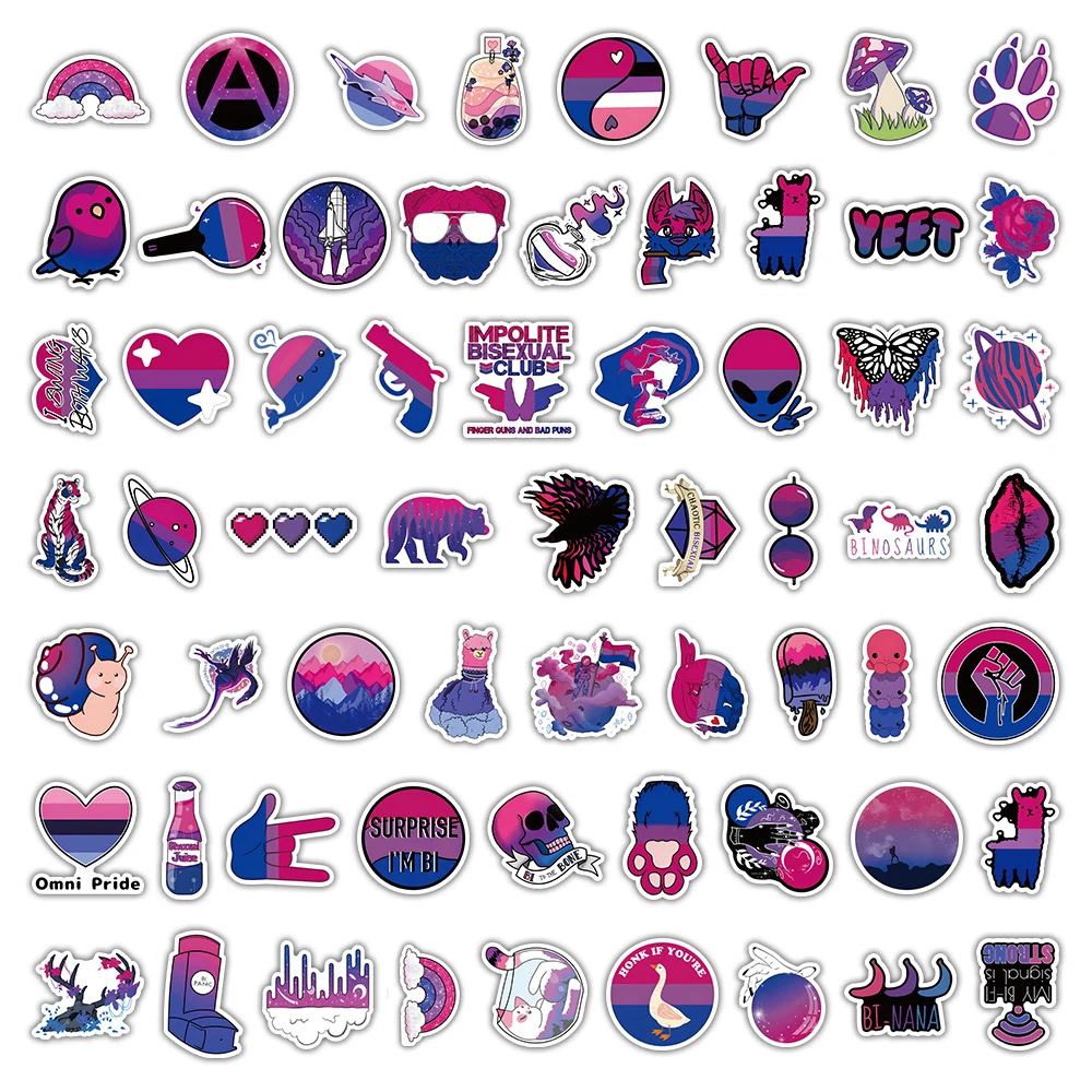 Bisexual Pride Rainbow LGBT Graffiti Stickers 10/30/60PCS DIY Phone Laptop Luggage Skateboard Guitar Kid