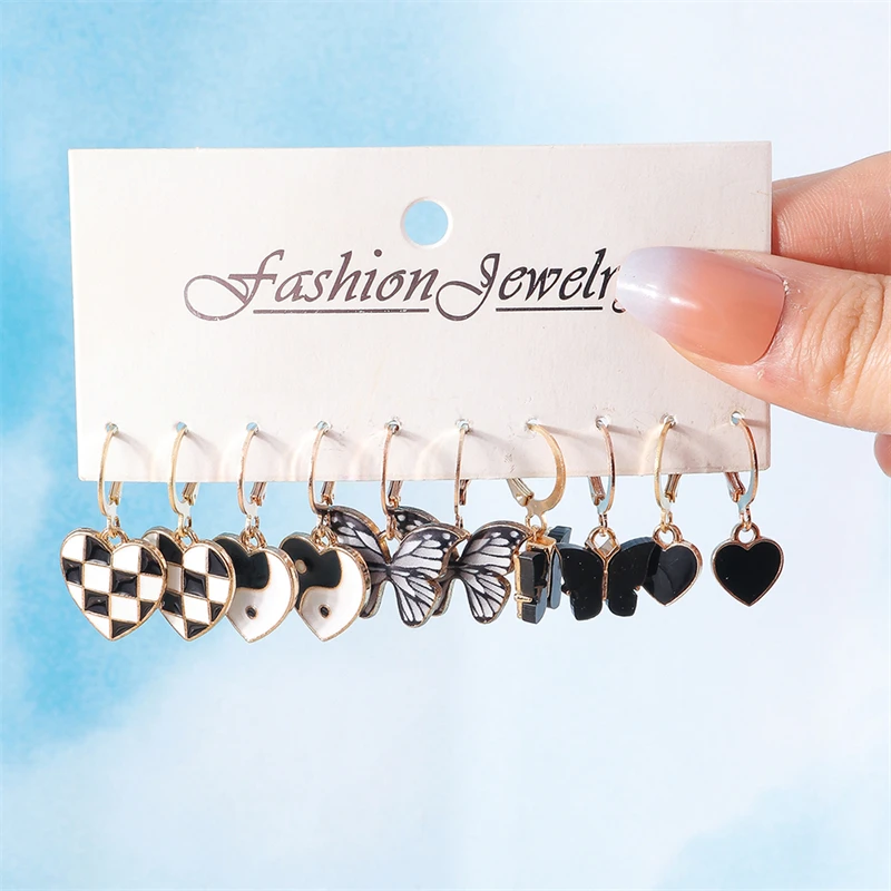 5 Paare/satz Mode Bunte Liebe Herz Tropfen Ohrringe für Frauen Nette Schmetterling Baumeln Haken Ohrringe Mädchen Partei Schmuck Geschenke – Detail 9