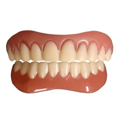 Dentes falsos silicone superior inferior folheados perfeito risadas dentaduras colar falso dentes chaves para ferramentas de higiene oral dente