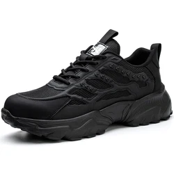 Men's Lightweight Breathable Anti-Puncture Work Safety Sneakers - 38 (Black)