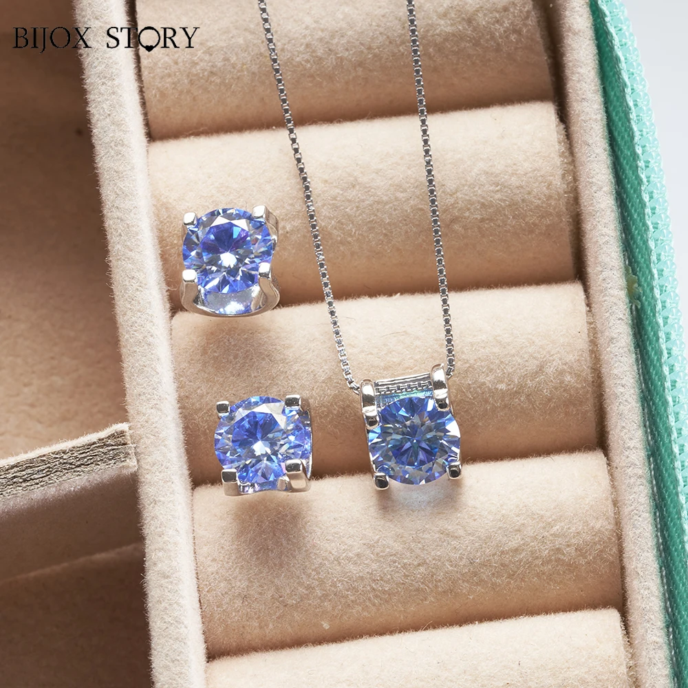 

Moissanite Diamond Jewelry Sets For Women Original 925 Sterling Silver Lady's Diamond Pendant Earrings Dating Jewerly gift