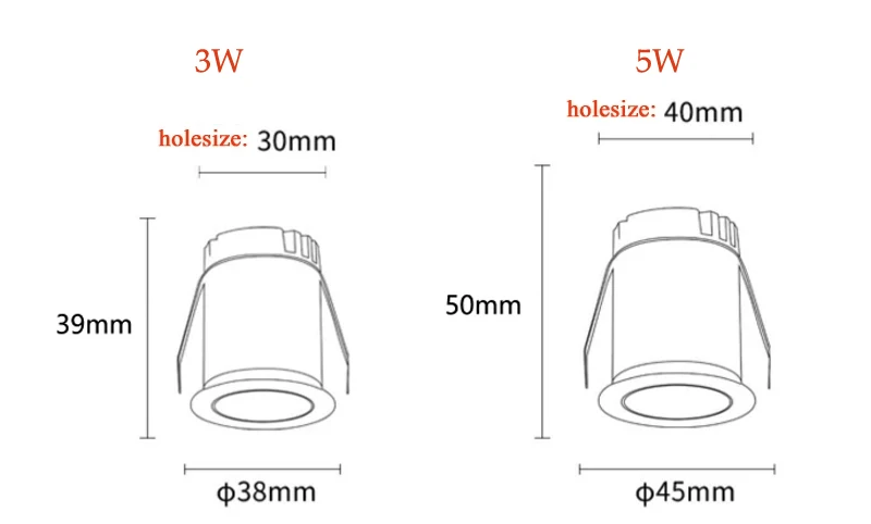 Small Spot Light 1W 3w Mini LED Spotlight 30mm Cutout Recessed Downlight Ceiling Lamp Showcase Display Lighting