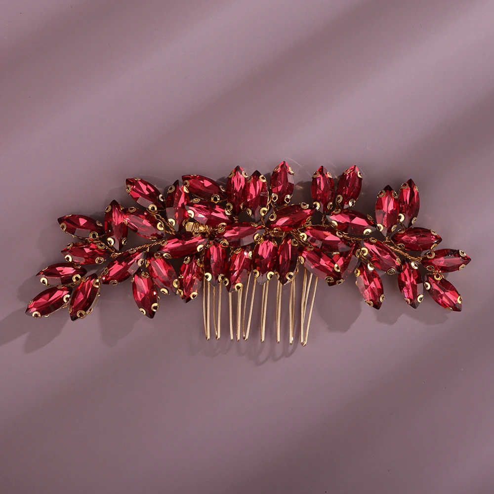 Sd176fd2db1724c8e9961a5ce23e731aeg Fashion Rhinestone Hair Comb for Bridal Headpiece 9 Color Wedding Hair Accessories Women Handmade Tiara Headdress Party Headwear Mallzona