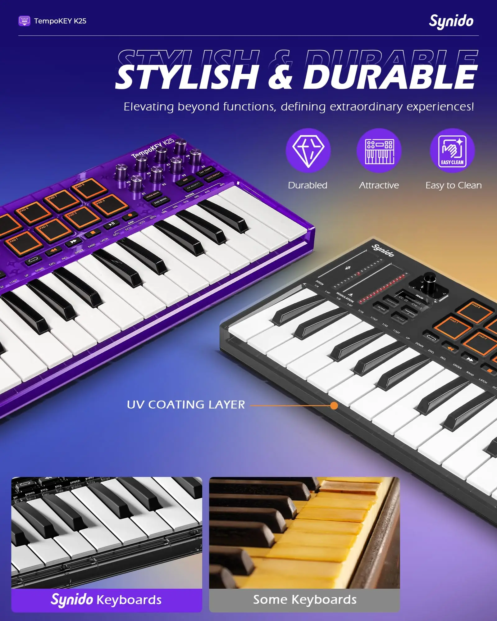 Synido Tempokey K25 MIDI Keyboard Band Accompaniment Arranger Portable MIDI Controller