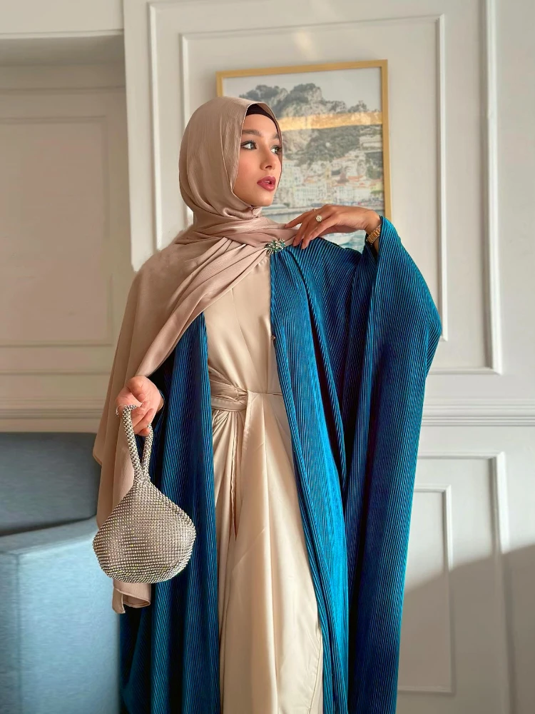 Eid Muslim Dresses Women Pleated Abaya 2023 Long Dress Morocco Kaftan Maxi Robe Party Abayas Caftan
