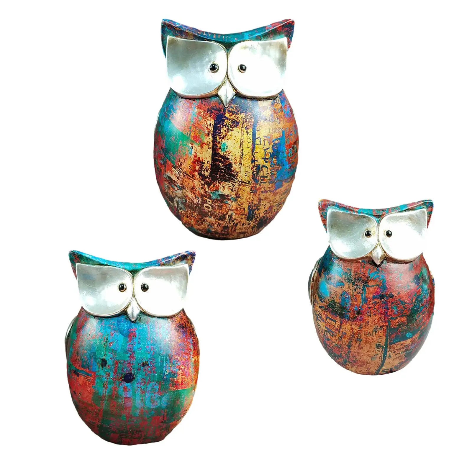 

Resin Graffiti Owl Statue Figure Shelf Decoration Animal Sculpture Handicraft Owl Figurine for Livingroom Delicate Multipurpose