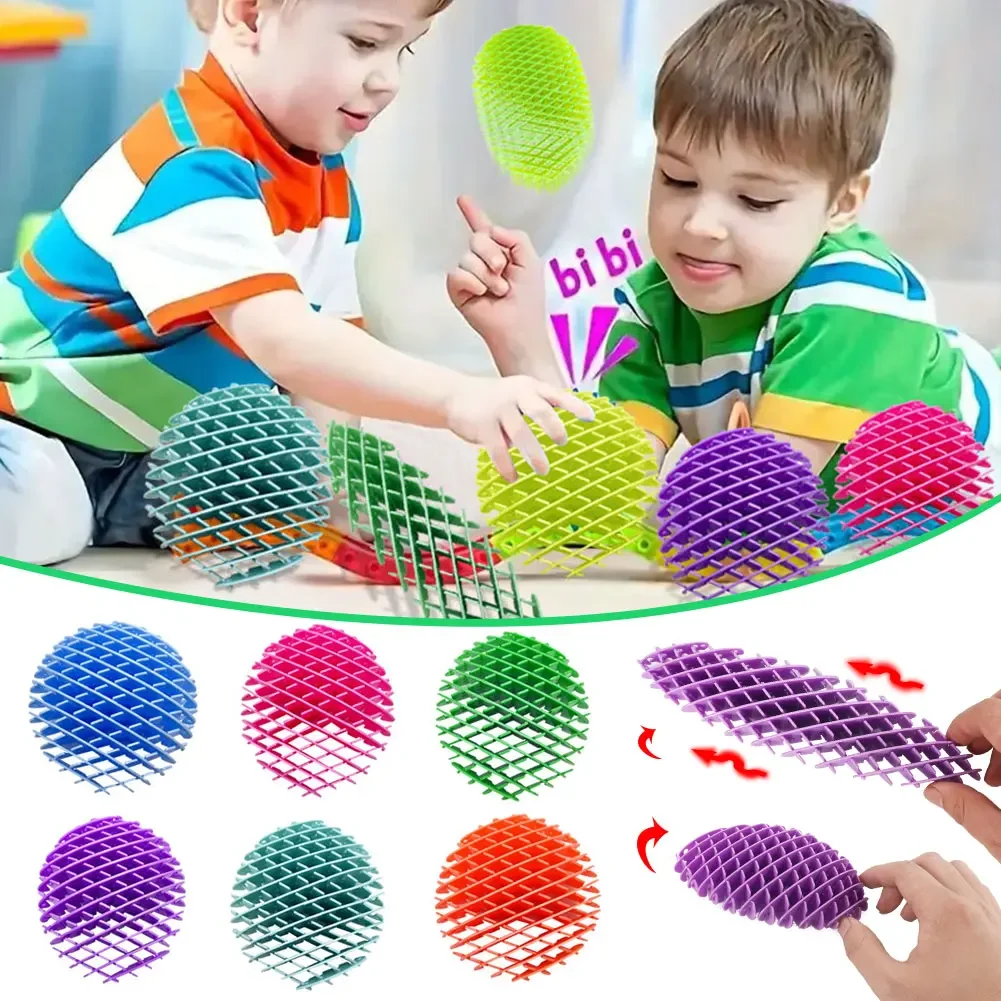 Fidget Worm Elastic Mesh Worm Unpacking Morphing Fidget Toy Six Sided Pressing Stress Relief Squishy Worms Stress Relief Toys 3