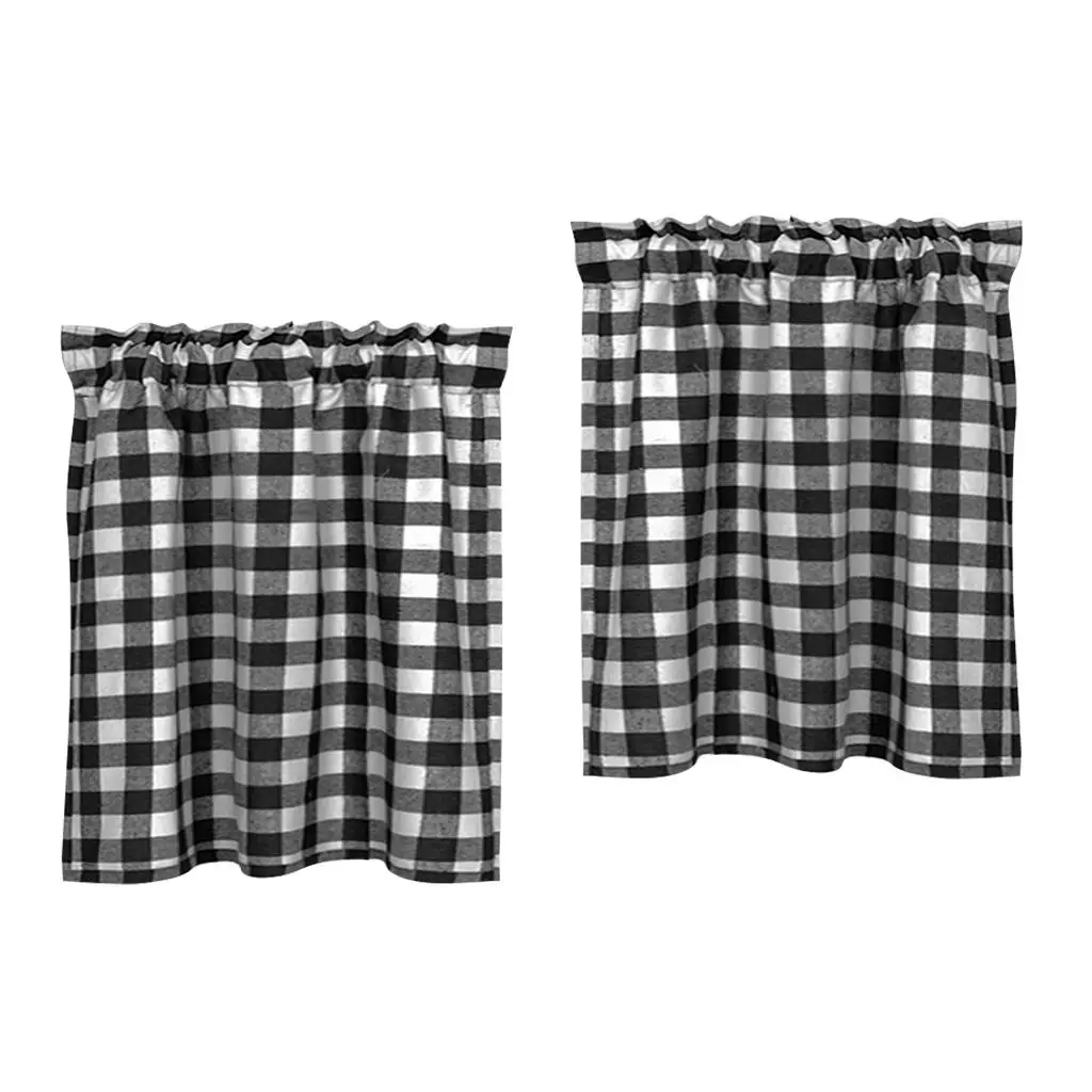 Elegant Check Lace Gingham Kitchen Window Curtain Treatments