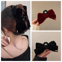 Elegant Black Velvet Bow Hair Clip - Premium Women's Accessory - Size fits all (2Pc - Red - Black)