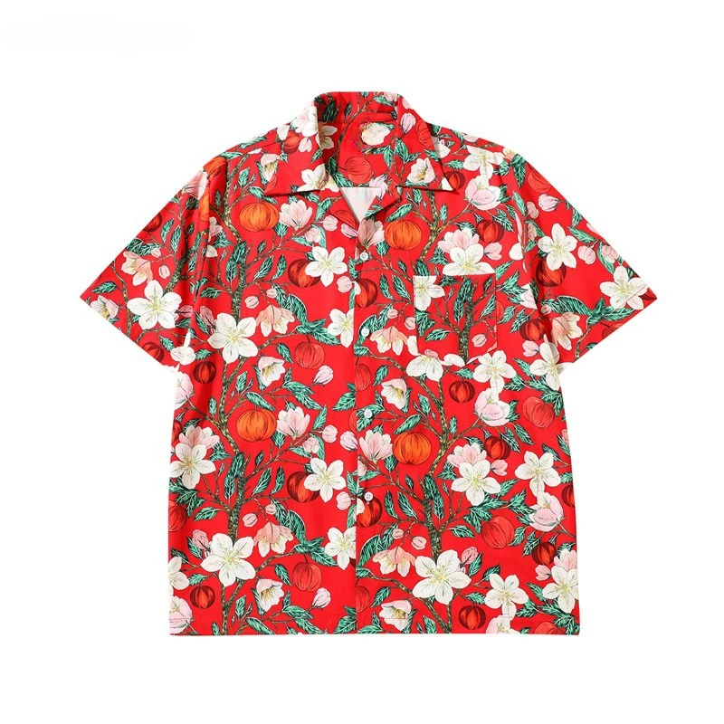 

Hawaiian Summer Short Sleeved Floral Shirts Men Women Beach Seaside Vacation Outfits Couple Daily Casual Shirt Loose Streetwear