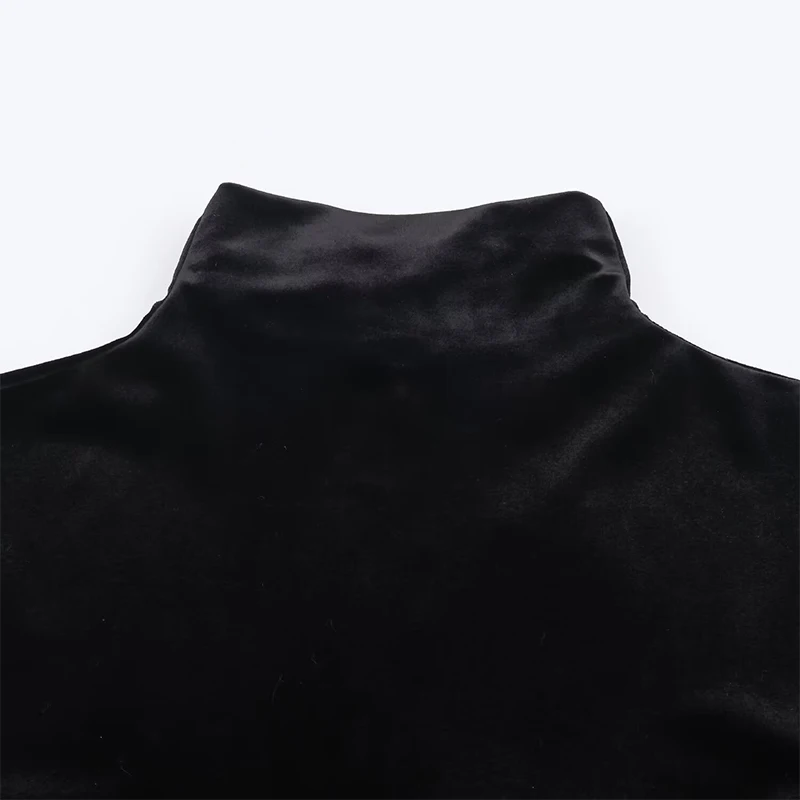 Women Fashion Velvet Elegant Short Dress Autumn New Long Sleeve Belt Stand Collar Slim Mini Dress Female Party Dresses