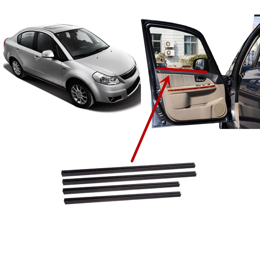 Outside Window Glass Rubber Weatherstrip For Suzuki SX4 Hatchback - Black Seal 83811-56K00-000