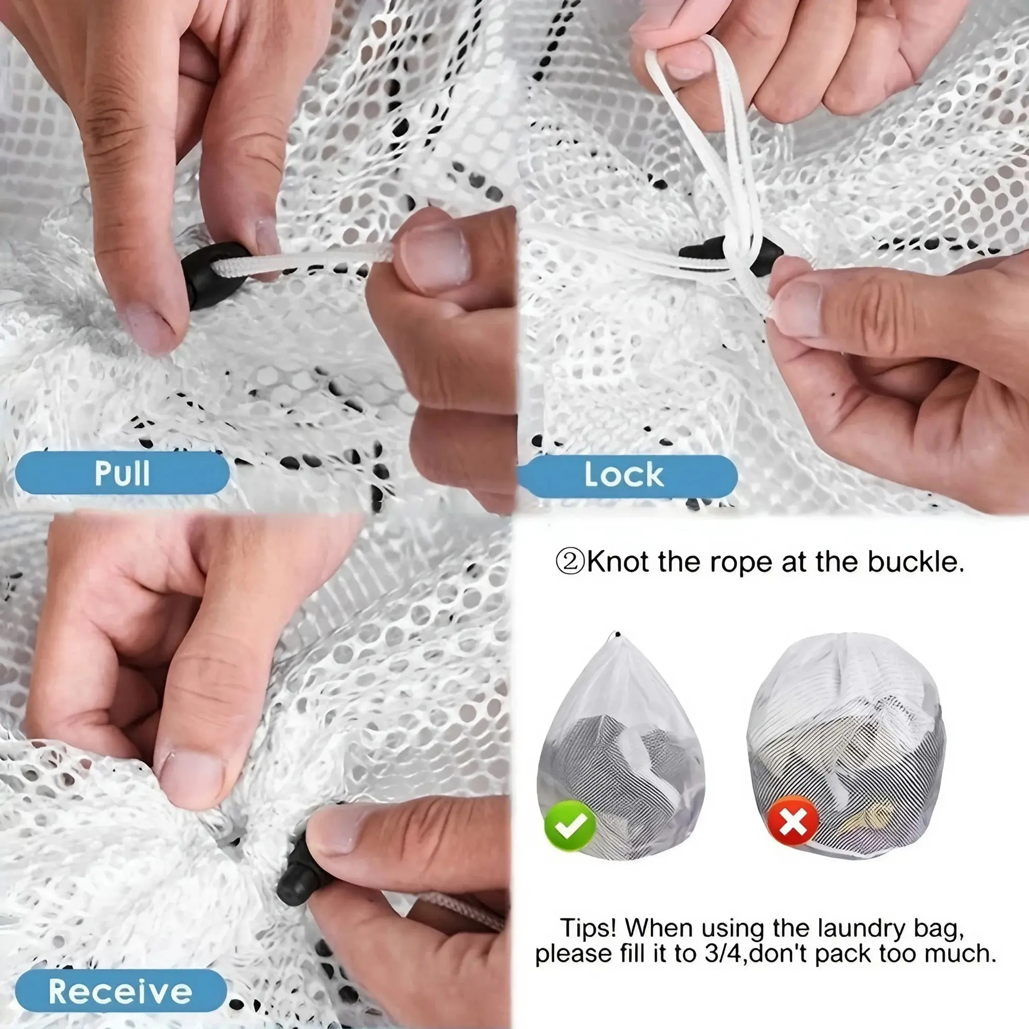 1PC Mesh Laundry Bag - Machine Washable Drawstring Design Travel Wash Bag for Blouses, Hosiery, Stockings, and Underwear 6