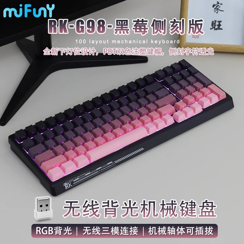 

MiFuny 98% Wireless Mechanical Keyboard Bluetooth Tri Mode Hot Swap RGB Backlight Side Engraved Key Cap Gaming Keyboards Teclado