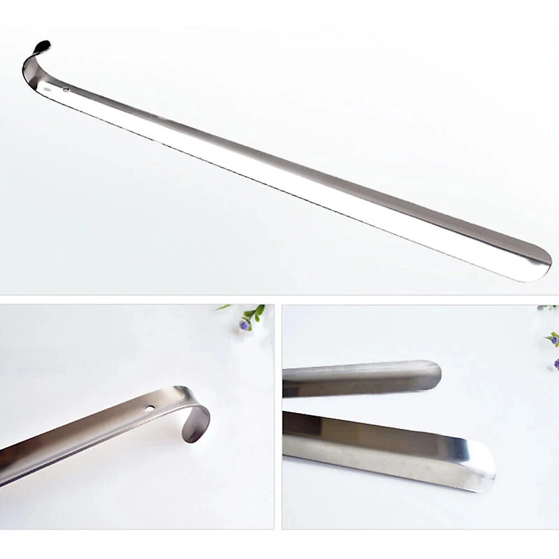 1/2/3pcs 52cm 여분의 긴 구두 경적 스테인레스 스틸 실버 금속 신발 리무버 구h 주걱 기중 장치 보조 슬립 구두 당겨 도구