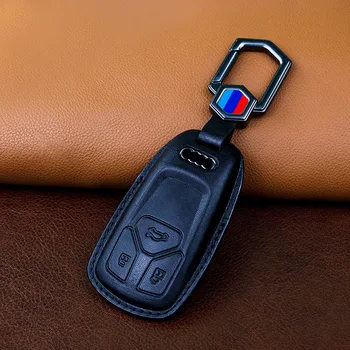 Portachiavi in pelle per auto Full Cover Fob per Audi A6 A5 Q7 S4 S5 S7 A4 B9 A4L 4m 8W Q5 TT TTS RS 8S Coupe accessori per lo Styling dell'auto