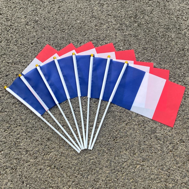 Drapeau France 14 x 21cm avec Bâton