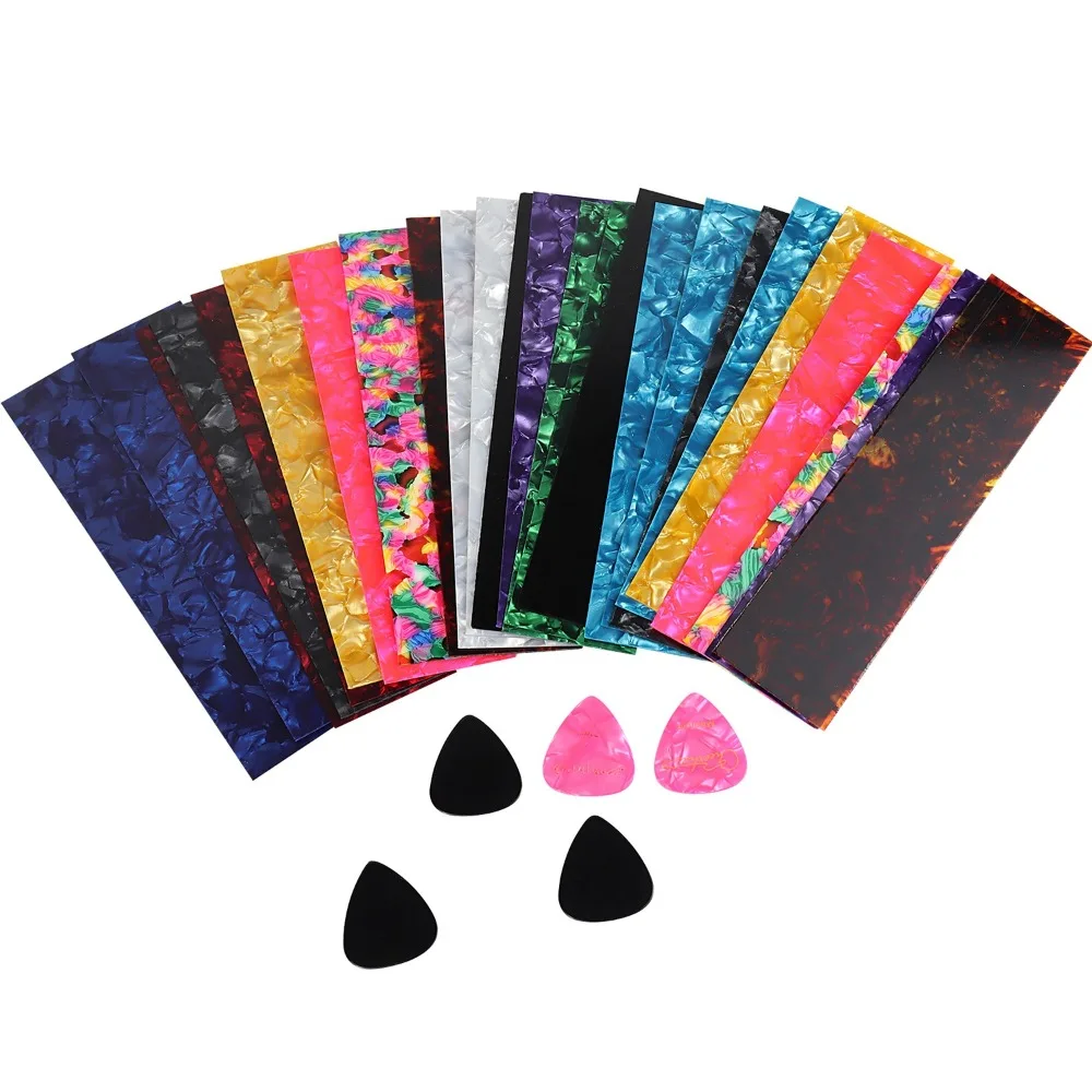 25Pcs Celluloid Guitar Pick Punch Random color Stringed Instrument Accessories Celluloid Sheet Film Strips Rectangle