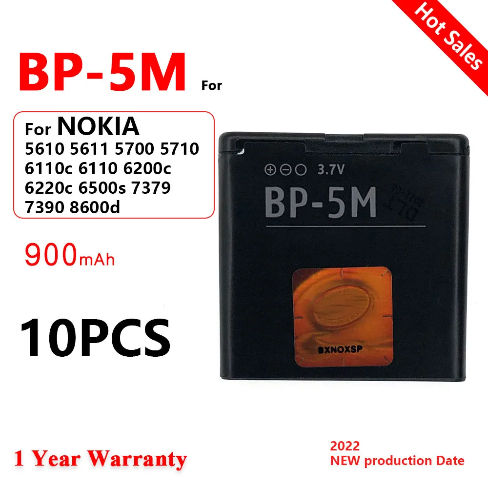 Аккумуляторная батарея BP 5M BP5M, фотоаккумулятор 900 мАч для Nokia 5700 5610XM 6110n 6220c 8600 7390 6500s BP 5M 900 мАч, сменная батарея