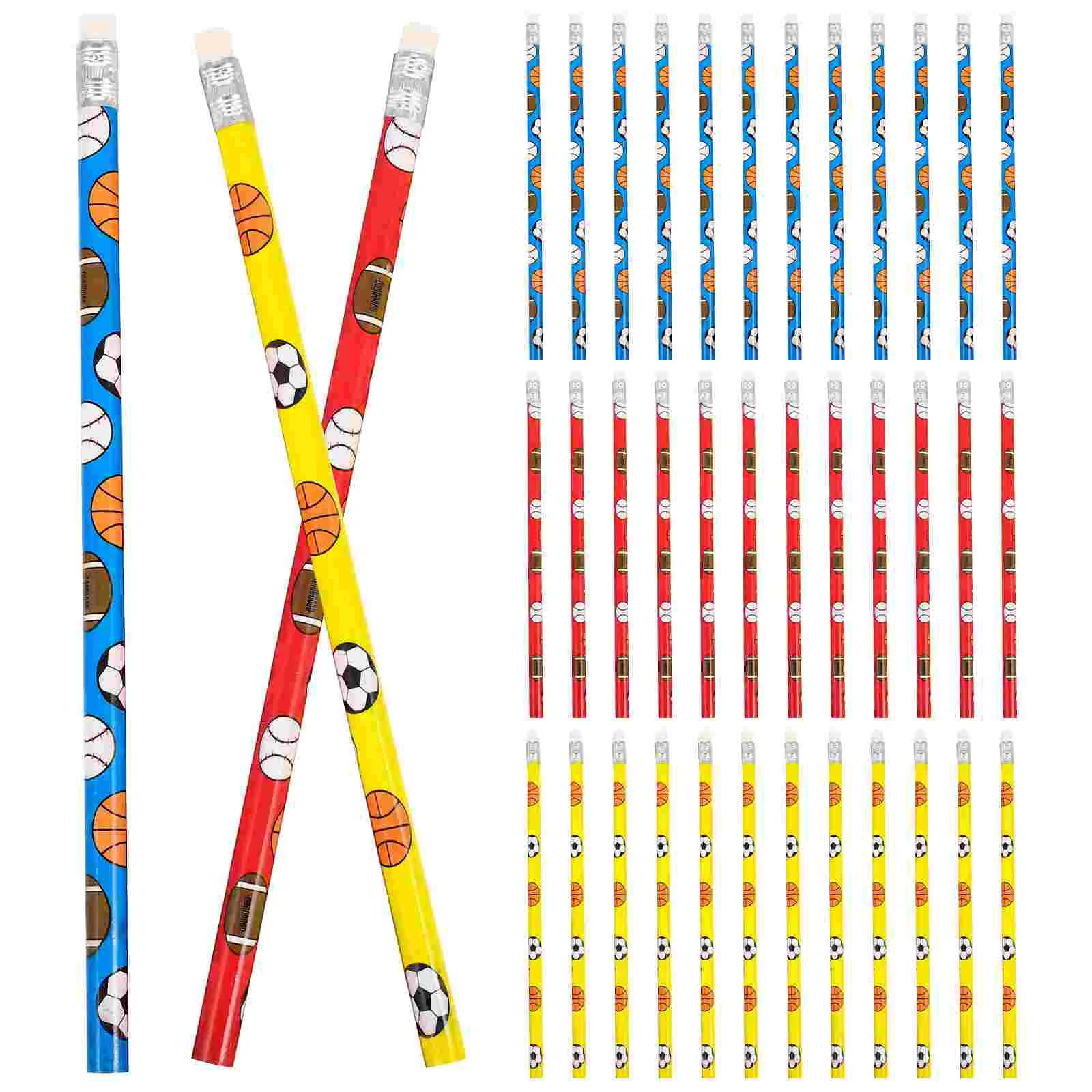 

48 Pcs Ball Pencil Pencils for Kids Children with Eraser Party Sports Lovely Gifts Favor Pattern