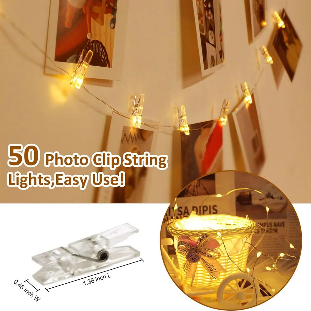 Decorative Lights Photo Clip String Lights LED String Lights LED Fairy Lights String Lights USB Powered With Clips For Bedroom Party
