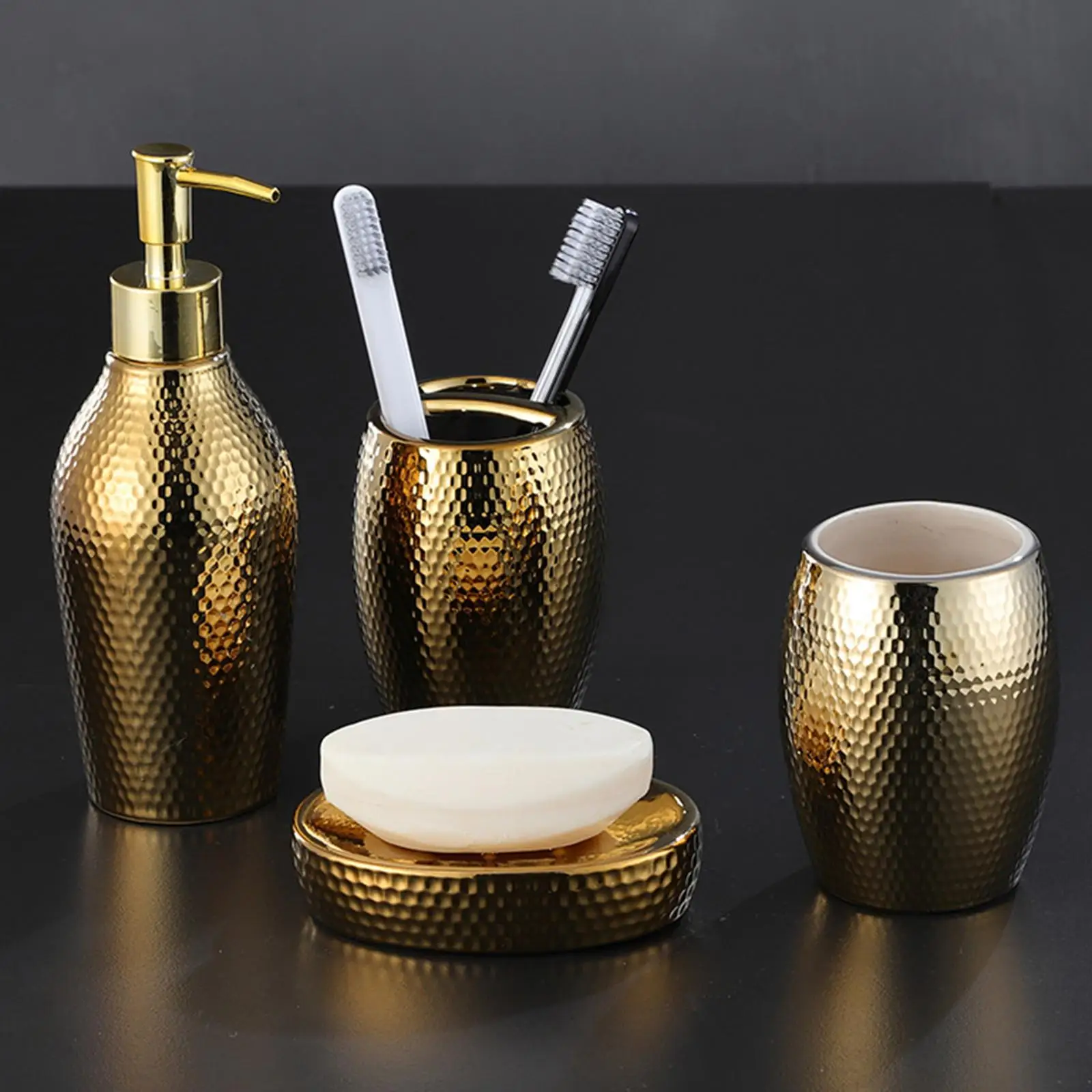 Bathroom Accessories Set Soap Dish Lotion Bottle Golden Decorative Home Neat Bathroom Accessories Set Soap Dish Lotion Bottle Golden Decorative Home Neat