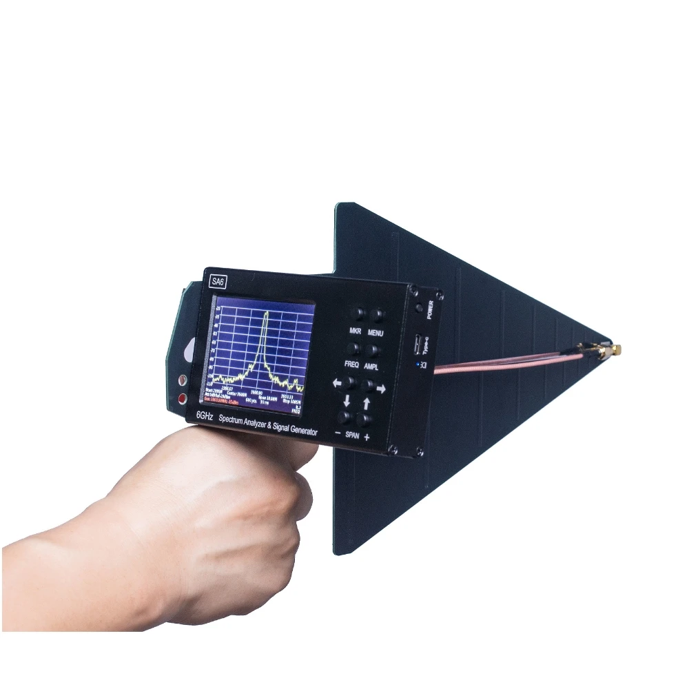 New SA6 6GHz Portable Spectrum Analyzer Signal Genertor + HT6 Log Periodic Antenna LPDA for 3G 4G LTE CDMA DCS GSM GPRS GLONASS