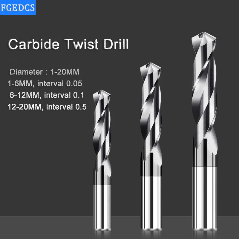 Solid Tungsten Carbide Drill Bits CNC Carbide Twist Drill Bit 1.0 20mm Metalworking Bit For