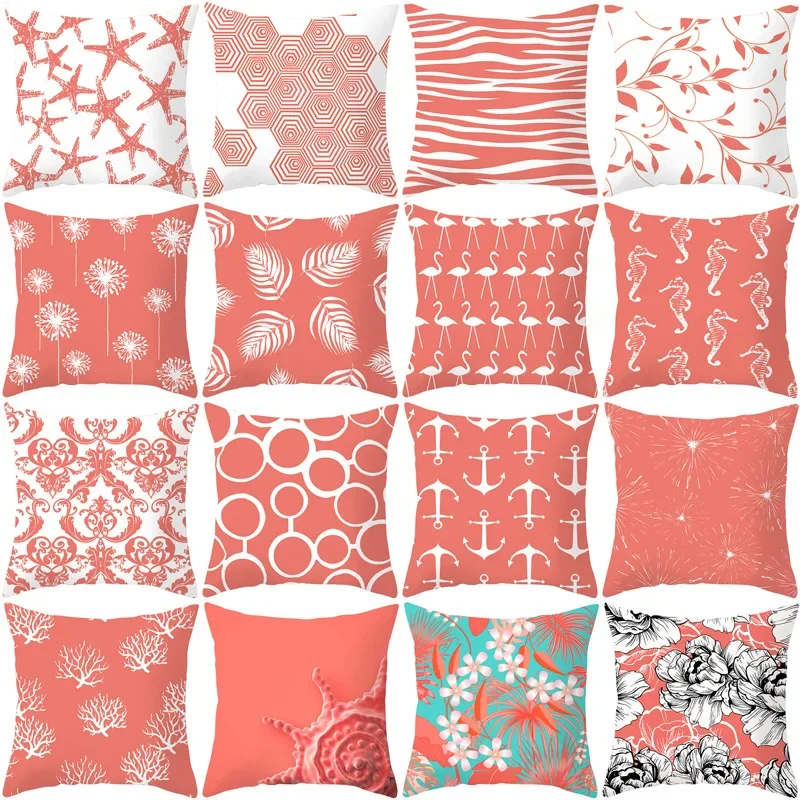 

Living Coral Pillow Case Peach Home Throw Cover Cushion