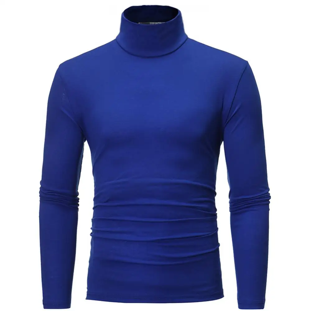 2023 New Men's Solid Color Turtleneck T Shirts Male Slim Fit Long Sleeve T Shirts Black White Men tshirt Tops M-3XL autumn Men‘s