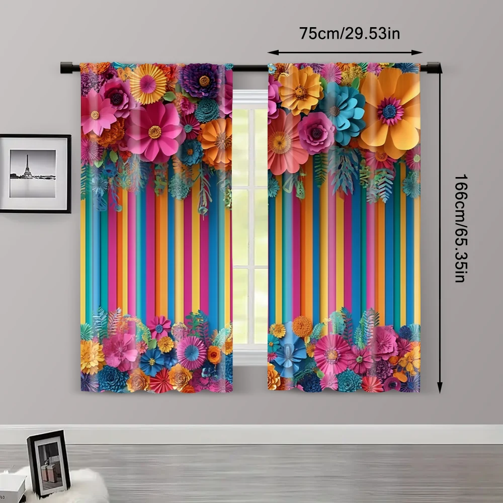 2pcs, Minimalist Curtains 2D print 2025-03-10_Carnival Celebrations Fabric (without rod) Decorations Outdoor Perfect for Bedroom 3