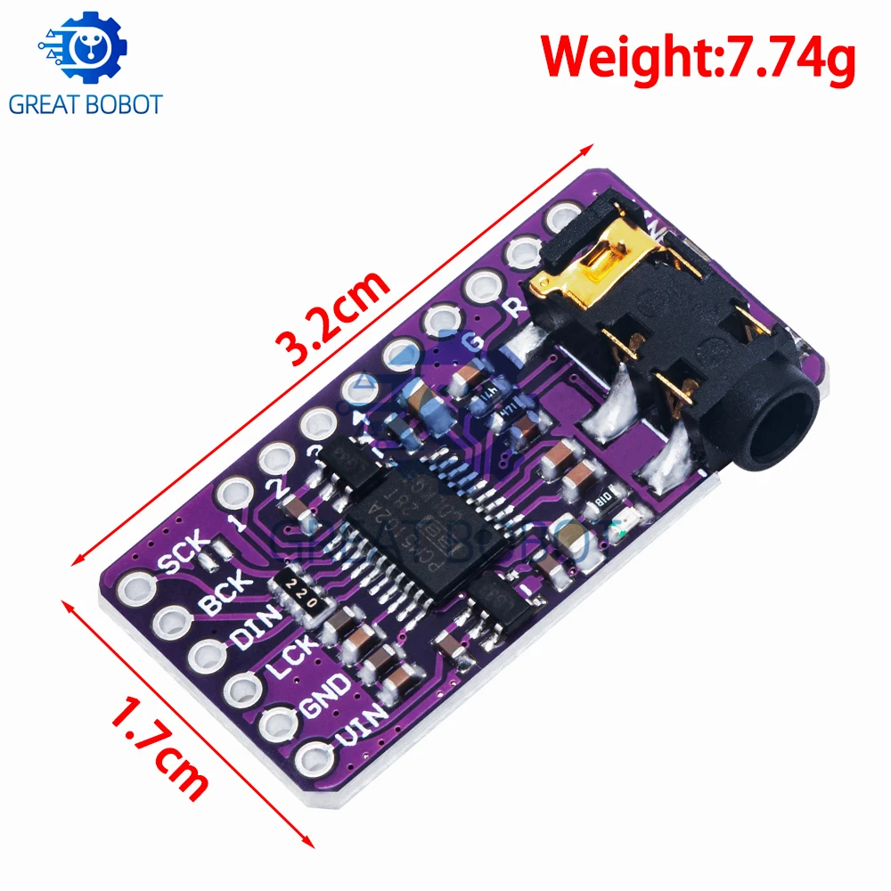 PCM5102A DAC Decoder Module 32-bit For Raspberry Pi & I2S Audio Projects 5 thumbnail image