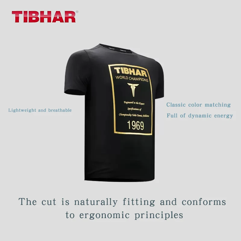 Tibhar 1969 Men Women Ping Pong Short Sleeve T-shirt Sportswear Top Table Tennis Shirts