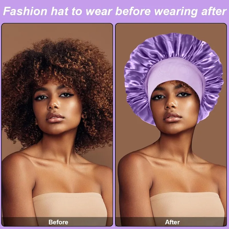 Wide Brim Satin Hair Care Sleep Cap - Women's Beauty Headscarf for Home Use, Convenient and Practical Hair  Protection