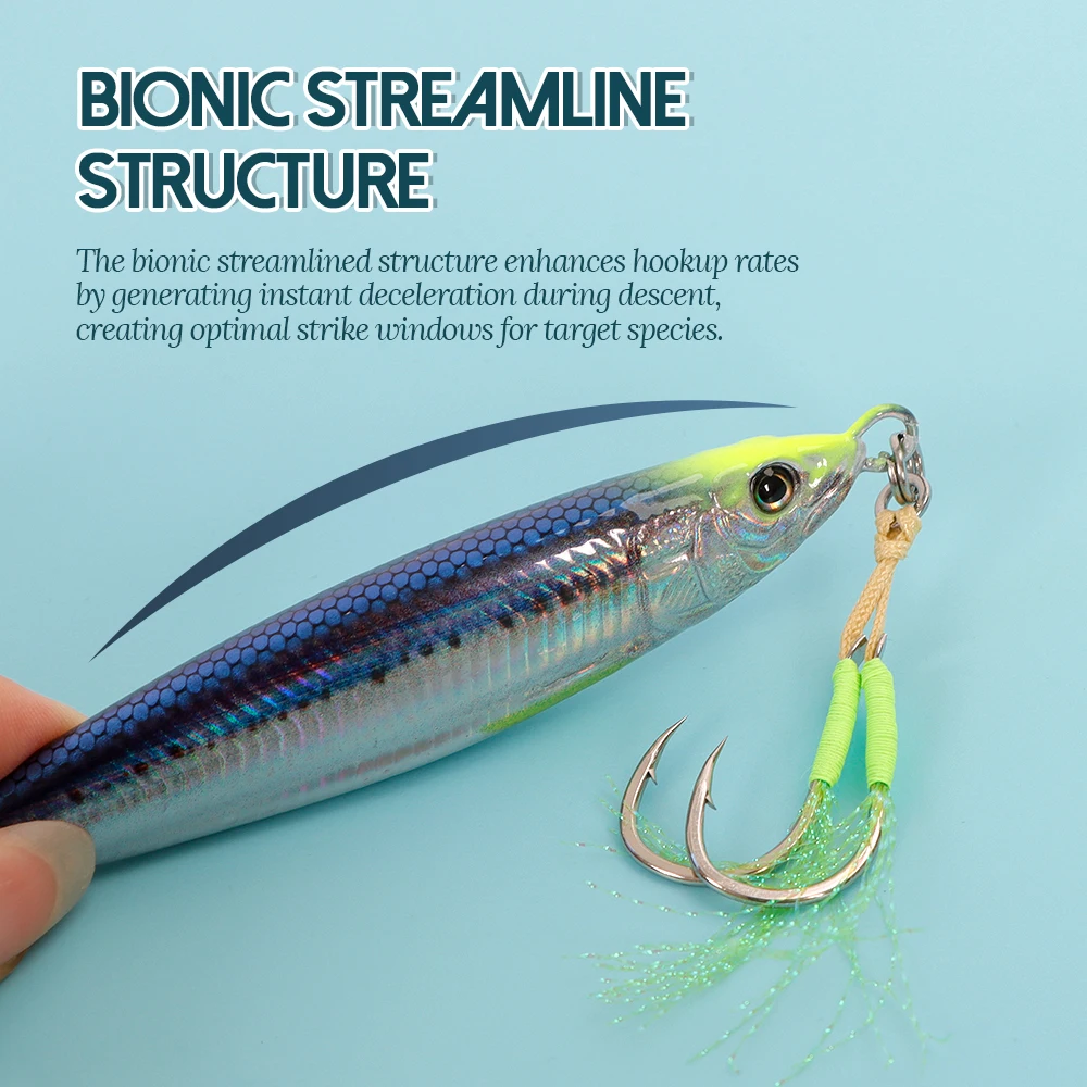 TOLU 2024 جديد ثلاثية الأبعاد مطبوعة سريعة غرق المعادن تهز إغراء 20 جرام 30 جرام 40 جرام 60 جرام 80 جرام المياه المالحة الشاطئ الصب الصيد إغراء العمودي تهزهز معدنية