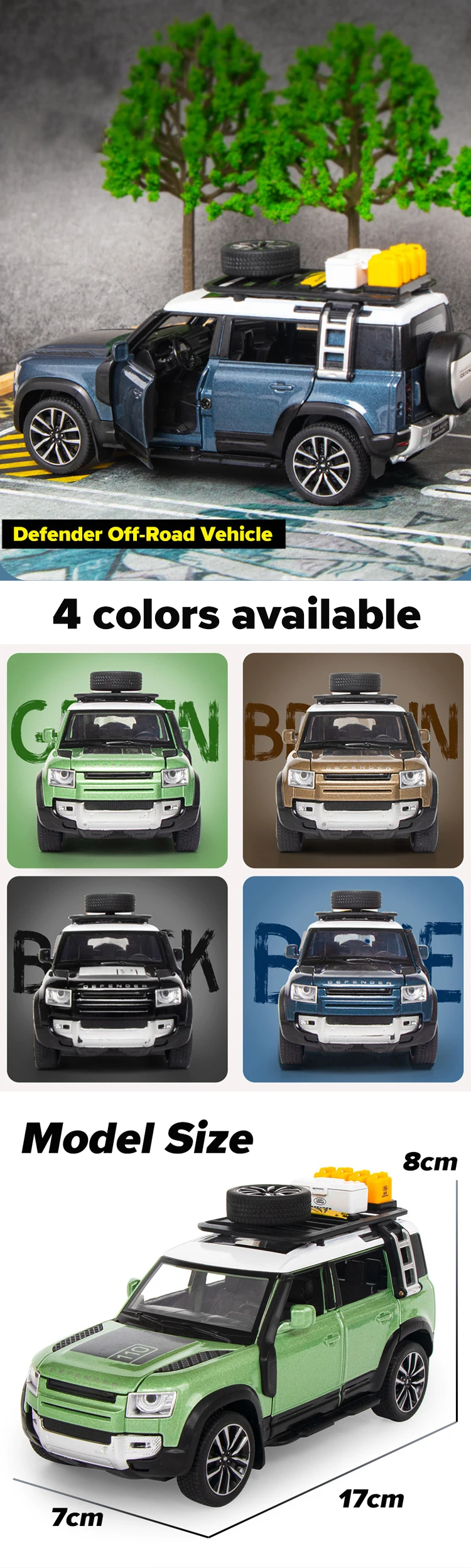 Scale 1:32 For Land Rover Defender Off-Road Car Diecast Metal Alloy Model Sound Light Pull Back Car Toy Decorative Ornaments 5 Scale 1:32 For Land Rover Defender Off-Road Car Diecast Metal Alloy Model Sound Light Pull Back Car Toy Decorative Ornaments