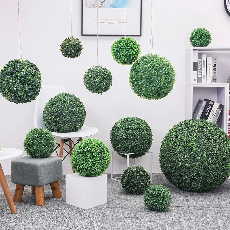 

Artificial Boxwood Topiary Ball UV Resistant Milan Grass Ball Faux Plants Decorative Balls for Home Garden Outdoor Balcony Decor