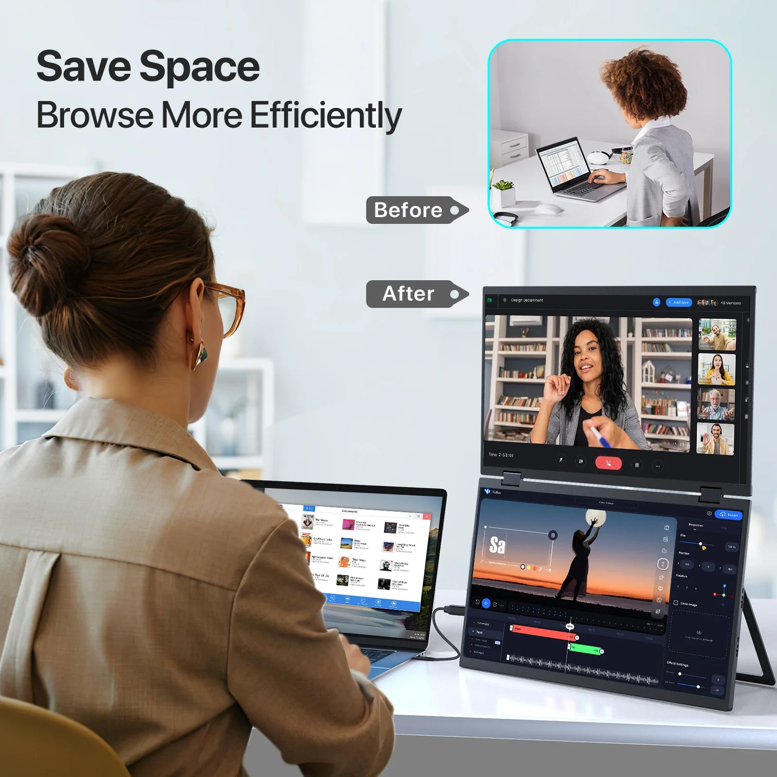 EVICIV Delta 15.6ġ Ʈ ȭ Ȯ  ޴  1080P HDR 360 ̽  Ʈ (ĵ )  Ʈ PC ȭ  ֿܼ VESA(̹ ʿ )