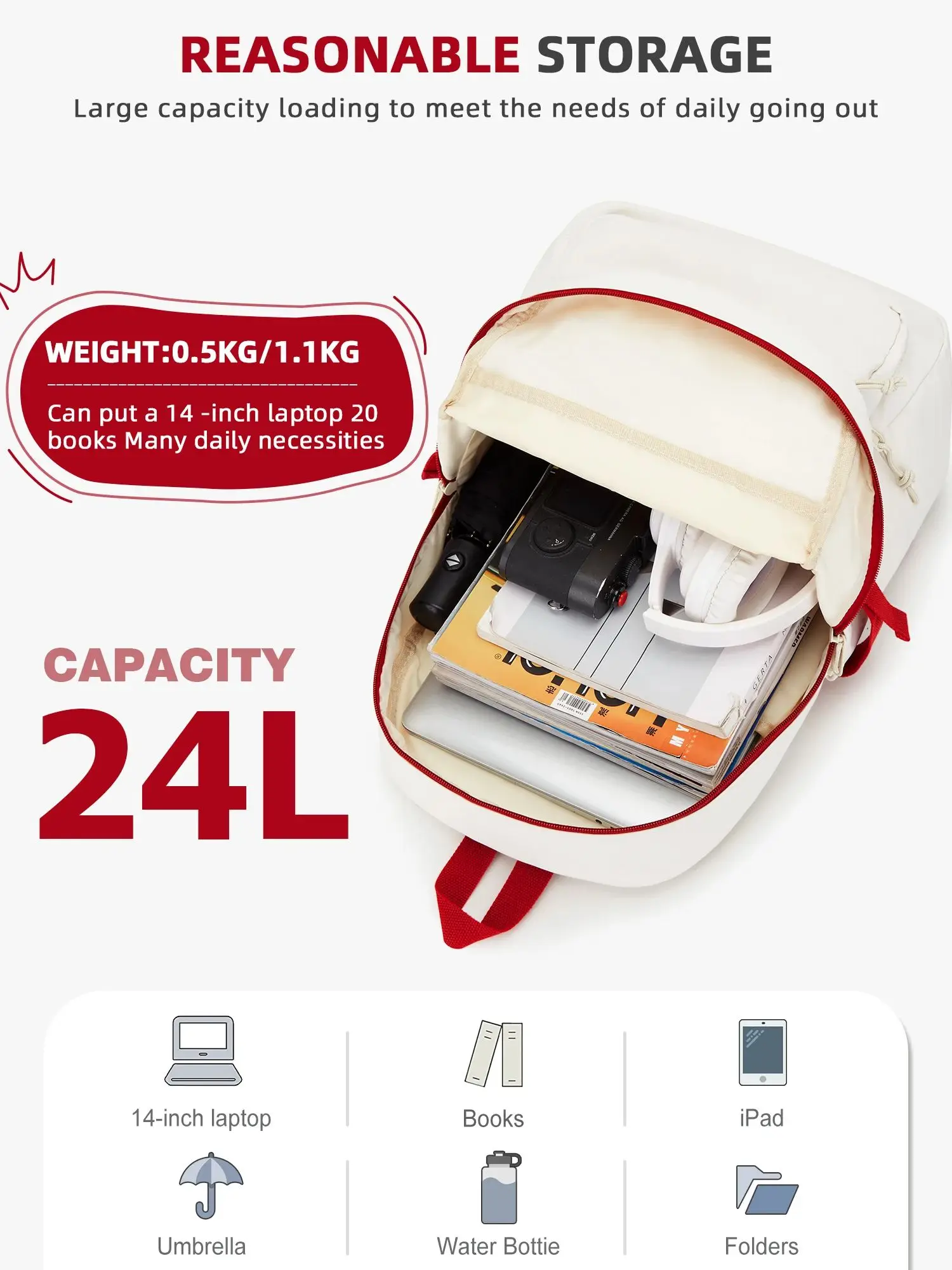 15.6'' Large Capacity Laptop Backpack for Women, Teen School Backpack for Girls Boys, Waterproof Travel Daily Bag Black Rucksack