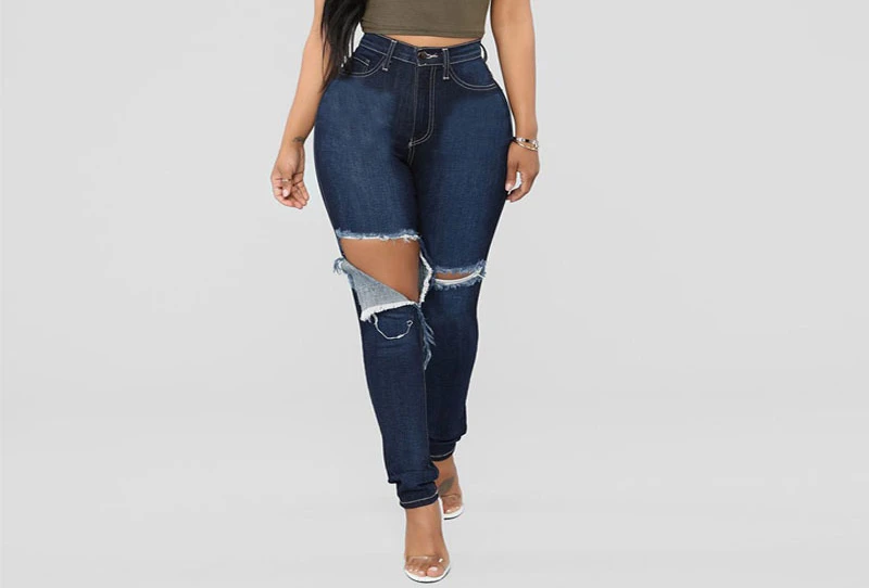 Jeans for women Ripped Sexy Cutout Skinny Denim Trousers Ladies Jeans Women's Clothing