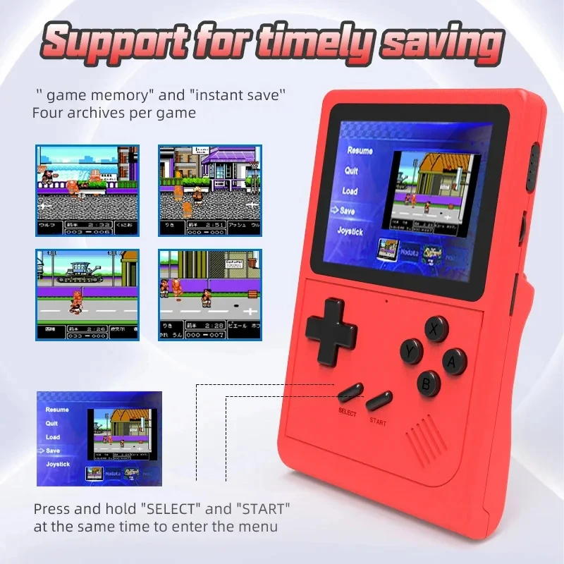 GB300 Handheld Game Console Portable Retro Video Game Console 3.0 Inch Built-in 6000+Game Support AV Output handheld game console
