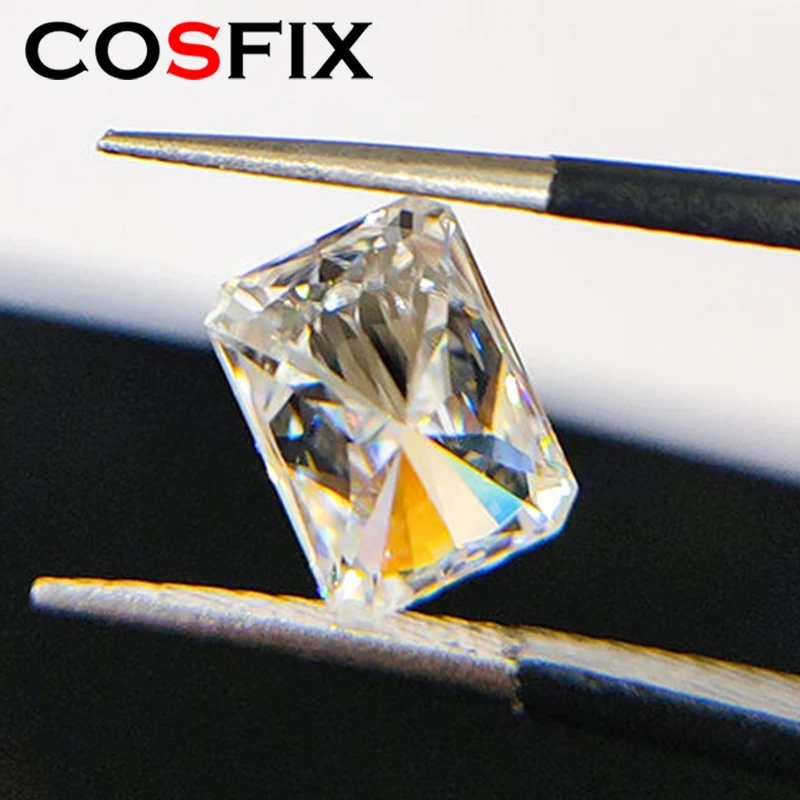 COSFIX 0.5-6ct Rare Radiant Cut Moissanite Loose Stone Real D Color Lab Grown Super White Certified Radiant Moissanite Diamonds 5