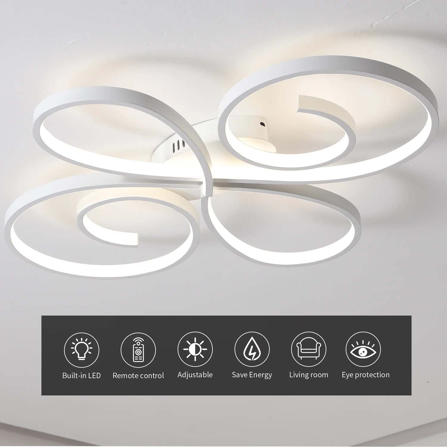 LED Ceiling Lights 110V 220V Remote Dimming APP Modern 3 Colors Lamp for Dining Room, Living Room Bedroom