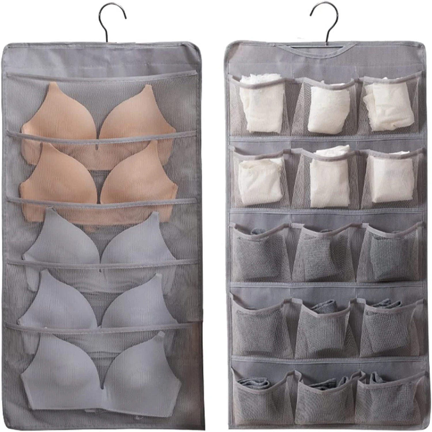 Underwear Bra Storage Bag Foldable Home Organizer Wardrobe Double-sided  Clear Hanging Bag Tie Scarf Socks Storage Organizer