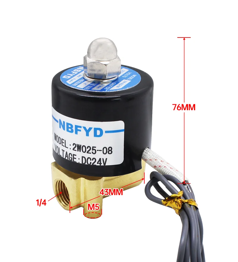 Normalerweise geschlossenes Magnetventil, Wasserventil, 2W025-08 DC24V/AC220V 2 Sub-Switch-Ventil, 1/4 Messing-Steuerventil – Detail 1