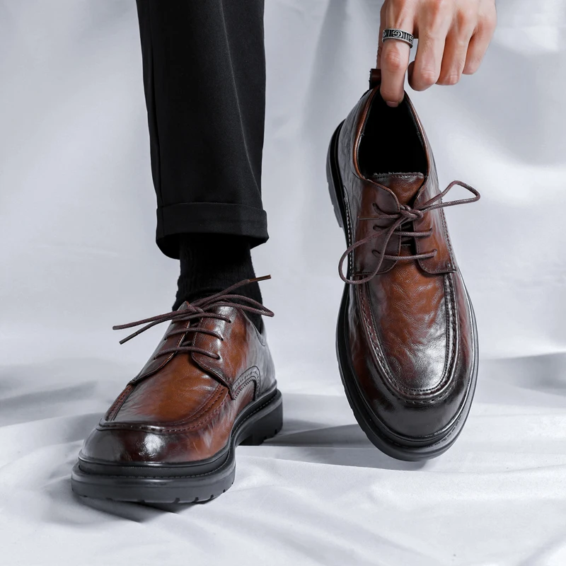 Fashion Business Dress Men Shoes Formal Slip On Dress Shoes Mens Oxfords Footwear High Quality Genuine Leather For Men