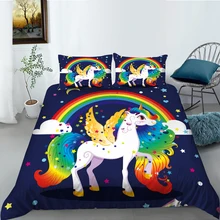 

European Pattern Hot Sale Bed Linen Soft Bedding Set 3d Digital Unicorn Printing 2/3pcs Duvet Cover Set ES/DE/EU/US Size