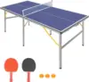 Portable Mid-Size Ping Pong Table Set 6x3ft - Folding Table Tennis Game with Net, 2 Paddles & 3 Balls - Easy Assembly - Indoor/Outdoor Use - Ideal for Adults & Teens